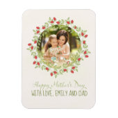 マザーズデイミニマリストバラ水彩リース マグネット (縦)