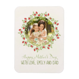 マザーズデイミニマリストバラ水彩リース マグネット