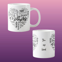 マザーズデイモダンブラックタイポグラフィハート