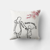 マザーズデイラインアートピロー – ママ&チャイルドラブ クッション (裏面)