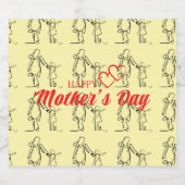 マザーズデイラインアートピロー – ママ&チャイルドラブ スパークリングワインラベル (シングルラベル)