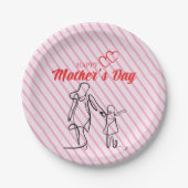 マザーズデイラインアートピロー – ママ&チャイルドラブ ペーパープレート (正面)