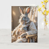 マザーズデイラビットアンドベビーバニー カード (黄色い花)