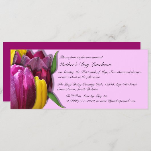 マザーズデイランチョンカスタム招待状 招待状 (正面/裏面)