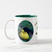 マザーズデイレディースリッパパーソナライズされた花 ツートーンマグカップ (左)