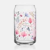 マザーズデイロマンティックピンク花模様名前をカスタムする ガラス缶 (正面)