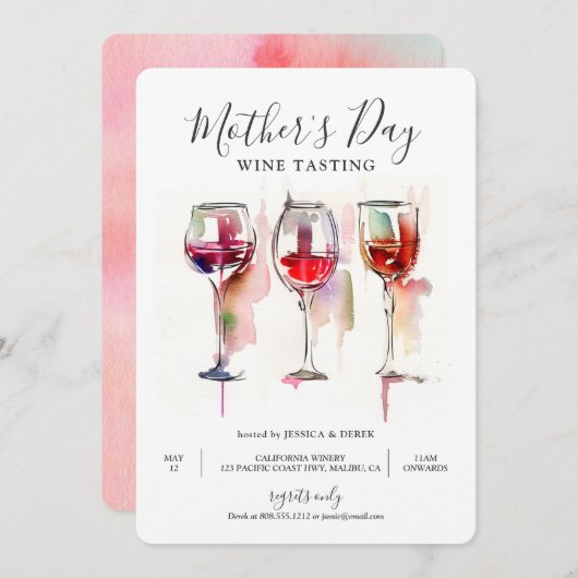 マザーズデイワインテイスティング招待状 招待状 (正面/裏面)