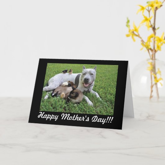 マザーズデイ動物愛好家ファーベビーママカード カード (黄色い花)