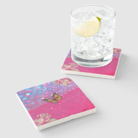 マザーズデイ大理石コースターバタフライ ストーンコースター (横)