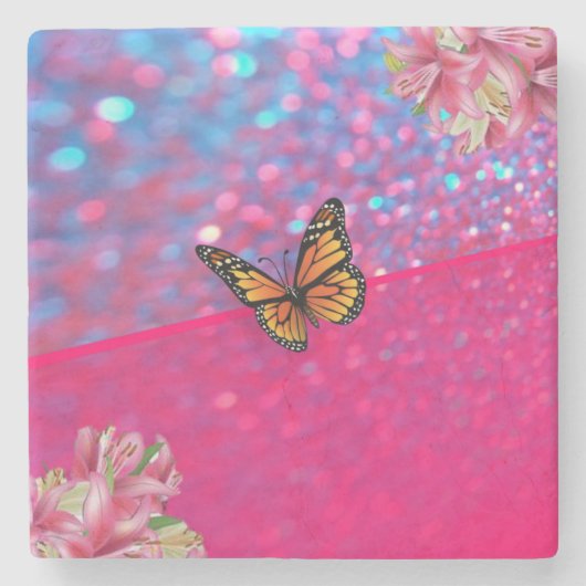 マザーズデイ大理石コースターバタフライ ストーンコースター (正面)