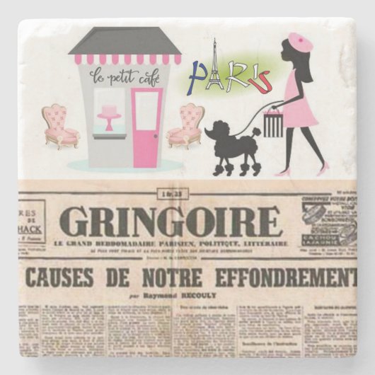 マザーズデイ大理石コースターパリ(フランス) ストーンコースター (正面)