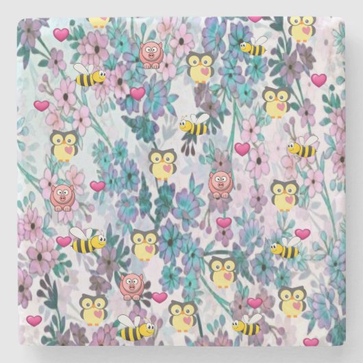 マザーズデイ大理石コースターフクロウ ストーンコースター (正面)