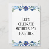 マザーズデイ招待状 – ブルーハット付きレディース 招待状 (裏面)