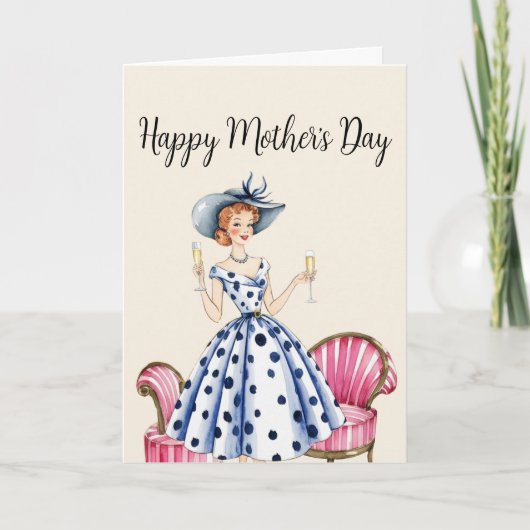 マザーズデイ招待状 – レディーウィズツーシャンパーニュ サンキューカード (正面)