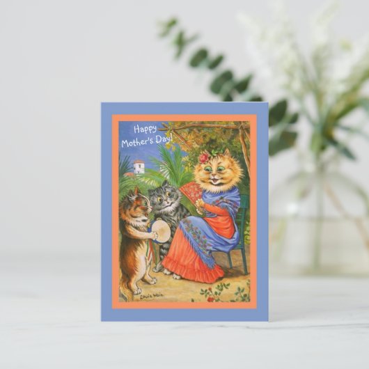 マザーズデイ猫&子猫セレナーデヴィンテージコピー ポストカード (スタンド正面)