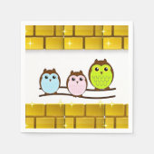 マザーズデイ紙ナプキンズフクロウ スタンダードカクテルナプキン (正面)