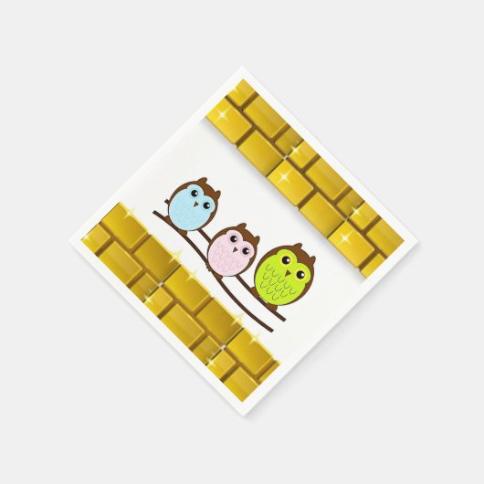 マザーズデイ紙ナプキンズフクロウ スタンダードカクテルナプキン (角)