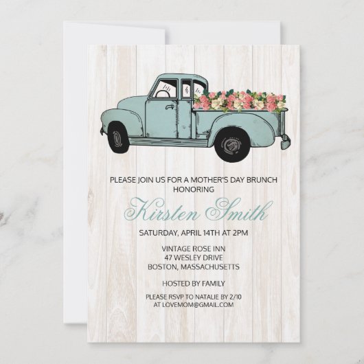 マザーズデイ素朴ラブフローラトラック招待状 招待状 (正面)