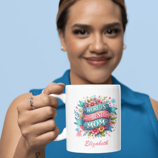 マザーズデイ自然愛好家のパーソナライズされたフローラ コーヒーマグカップ