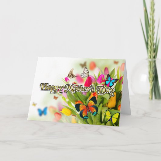 マザーズデイ蝶チューリップ カード (正面)