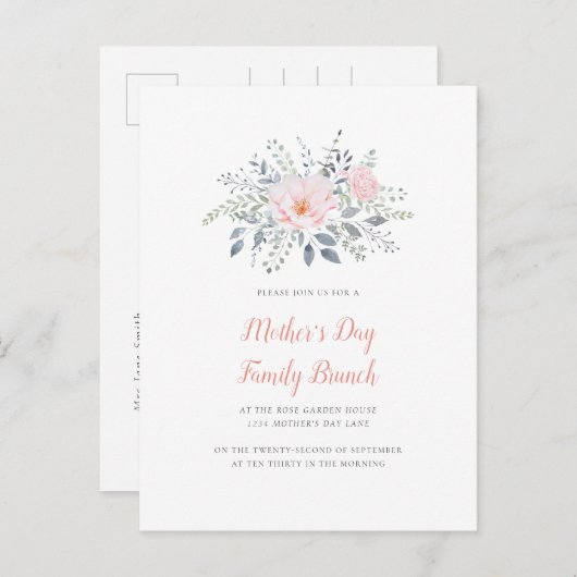 マザーズデイ赤面フローラ招待状 インビテーションポストカード (正面/裏面)