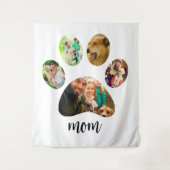 マザーズデイ 犬の母 | 5つの肉球プリント フォト コラージュ タペストリー (正面)