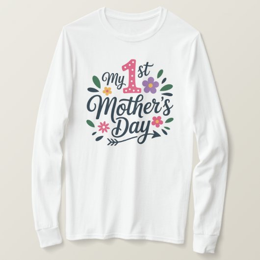 マザーズデイTシャツ - 私の初めてのマザーズデイ T シャツ - 新米ママ (デザイン正面)