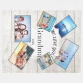 マザーズデーおばあちゃん家族フォトウッ素朴ド フリースブランケット (正面(横))