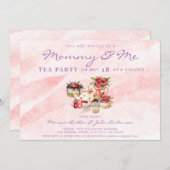 マザーズデーのマミー&ミー ティーパーティー ピンク ボーホー 招待状 (正面/裏面)