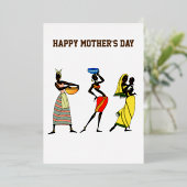 マザーズデー アフリカ アート プリント 箔シーズンカード (立ち正面)