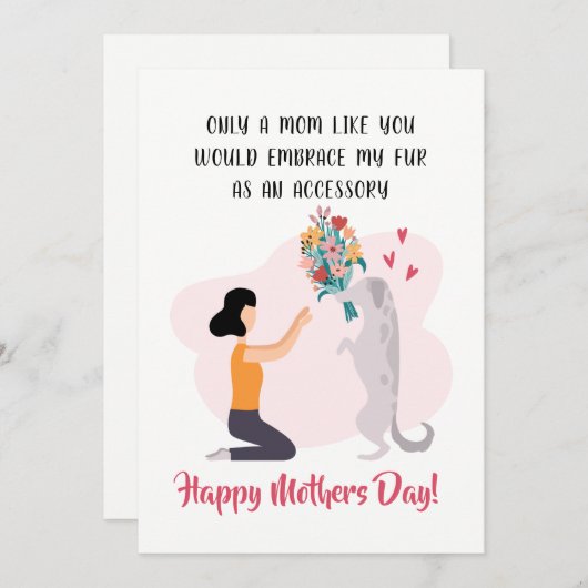 マザーズパーソナライズされたデイおもしろい犬ママ シーズンカード (正面/裏面)