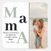 マザーズパーソナライズされたデイステッカー – 写真とメッセージ スクエアシール (正面)