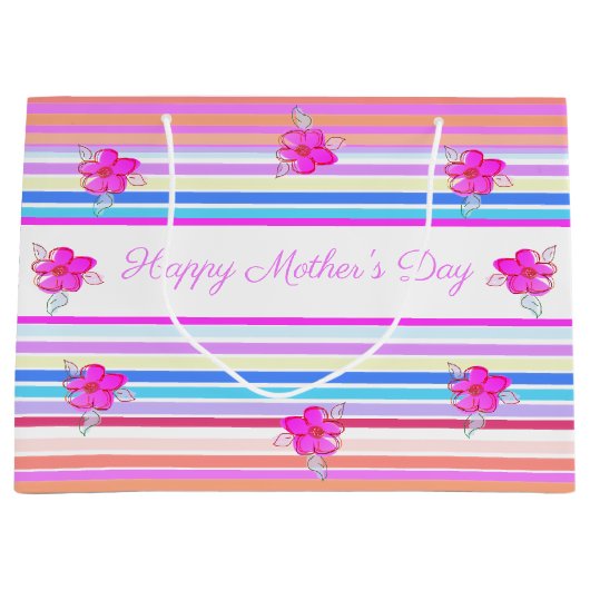 マザーズパーソナライズされたデイフローラストライプ抱き枕 ラージペーパーバッグ (正面)