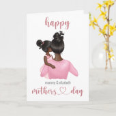 マザーズパーソナライズされたデーかわいいピンク カード (黄色い花)