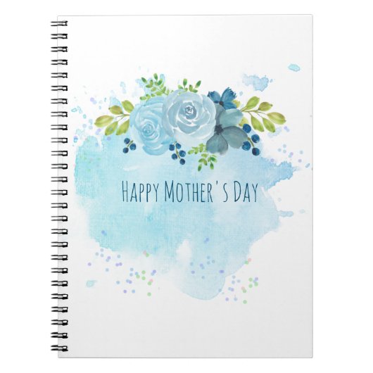 マザーズモダンデイギフトほこりっぽい青い花カスタムの花 ノートブック (正面)