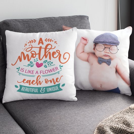 マザーズ感動的デイ引用文写真テンプレート クッション