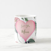 マザーズ日シンプルフローラピンクハートパーソナル コーヒーマグカップ (中央)