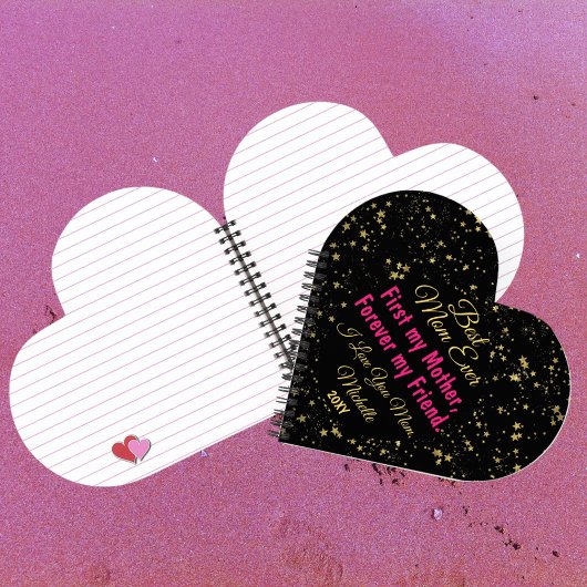 マザーズ最高のデーのブラックエレガントピンク ノートブック