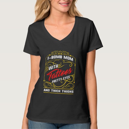 マザーズ爆弾母タトゥー目かわいらし厚T Tシャツ (正面)