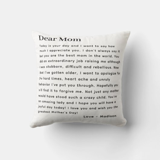 マザーズ親愛デイママレタータイポグラフィカスタム クッション (裏面)