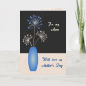 マザーズ・デイの花の青い花瓶ママモダン カード (正面)
