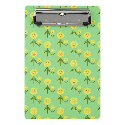 マザーズ・デイひまわりパターン（の模様が）ある花 ミニクリップボード (正面)