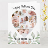 マザーズ・デイハートコラージュフローラの緑 カード (黄色い花)