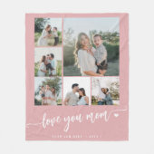 マザーズ・デイ愛するママ写真コラージュ・ピンク フリースブランケット (正面)