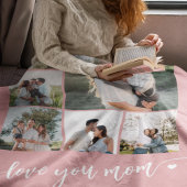 マザーズ・デイ愛するママ写真コラージュ・ピンク フリースブランケット