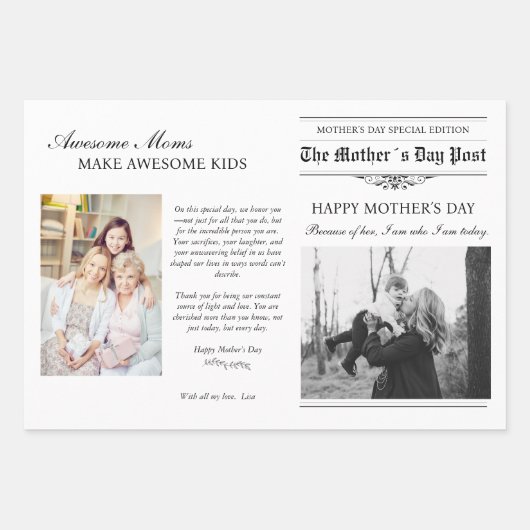 マザーズ・デイ新聞フラワーブーケ ラッピングペーパーシート (正面)