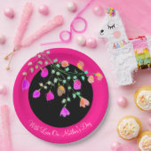 マザーズ・デイ明るいピンクの紙花のプレート ペーパープレート (パーティー)