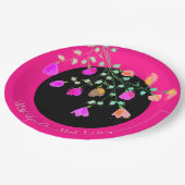 マザーズ・デイ明るいピンクの紙花のプレート ペーパープレート (アングル)