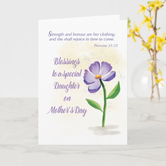 マザーズ・デイ賛美のスミレの花に咲く娘 カード (黄色い花)