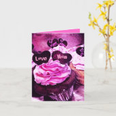 マザーズ・デイ・カップケーキラブ・ママ・ピンク・カード カード (黄色い花)